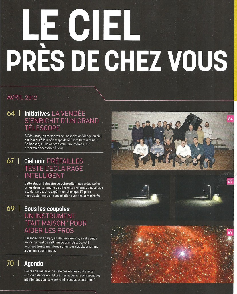 M1- Inaugutation T500 24 fév. 2012 - article Ciel & Espace (sommaire)